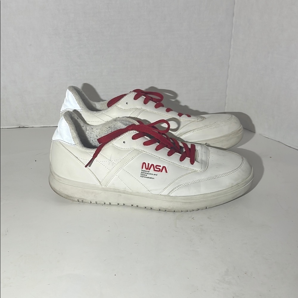 White NASA Sneakers with Red Laces - Picture 2 of 11